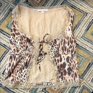 Ovivaceous Leopard Print Lace Blouse